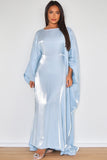 Muslim Fashion Casual Plain Scoop Neck Loose Sleeve Maxi Dress